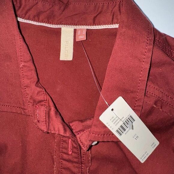 Pilcro Collared Shirt Dress in Crimson | 10 | Anthropologie | New NWT - Picture 12 of 16